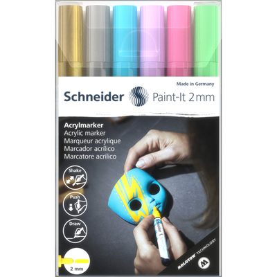 Acrylic marker paint-it 310 2mm wallet set2 6pc assrtd.