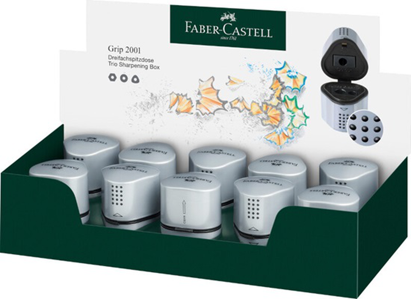 Product image: Faber castell 183800 τριπλη ξυστρα grip ασημι, , medium-null