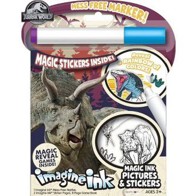 Jurassic world imagine ink sticker book: unleash prehistoric adventures - 10 pages of dinosaur fun with stickers, , medium