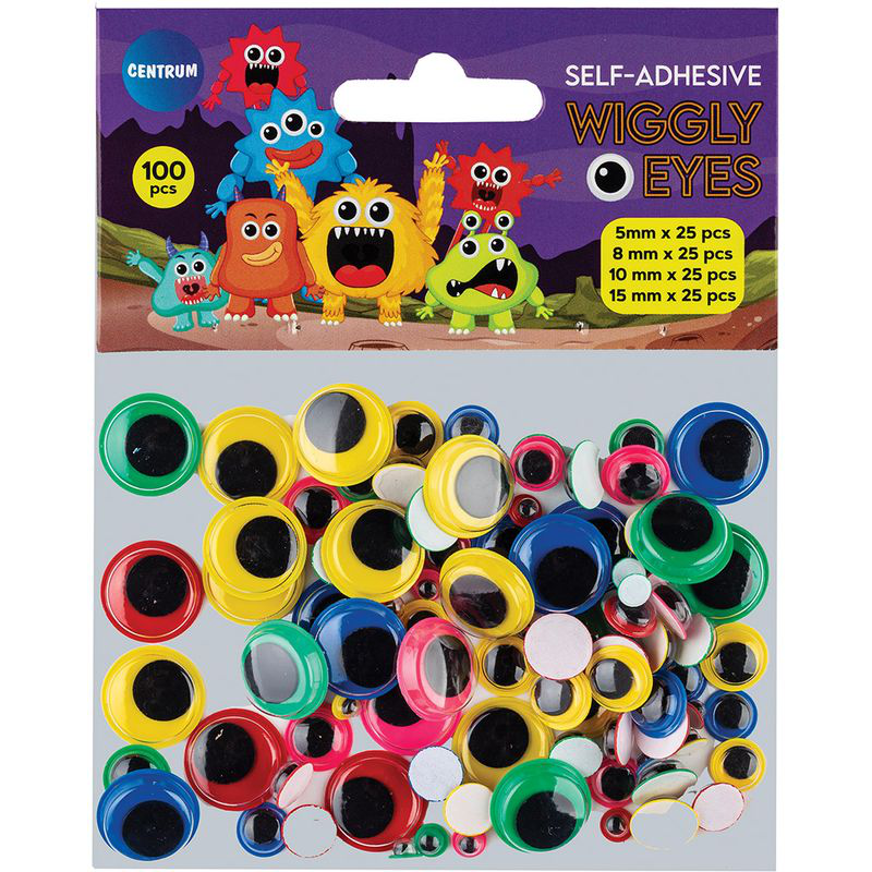 Product image: Colorful wiggly eyes plastic 5,8,10,15mm 25pcs each size with adhesive backside total 100 pieces, , medium-null