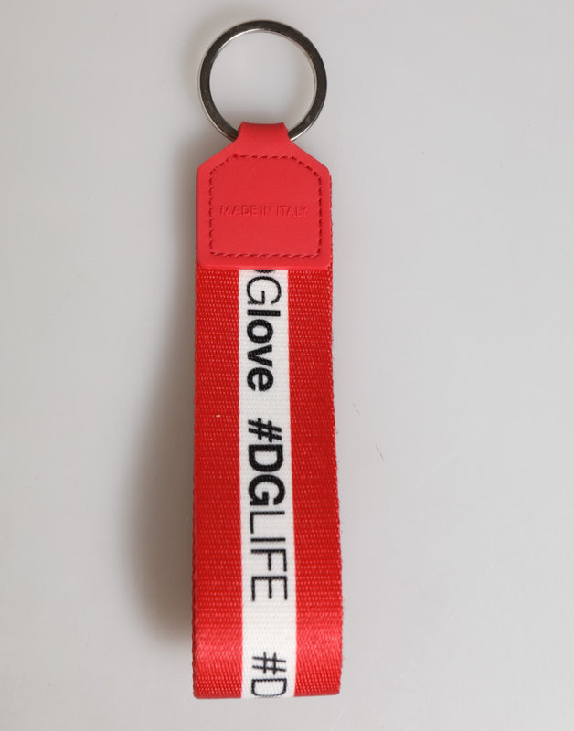 Red logo polyester silver brass holder keychain keyring-null