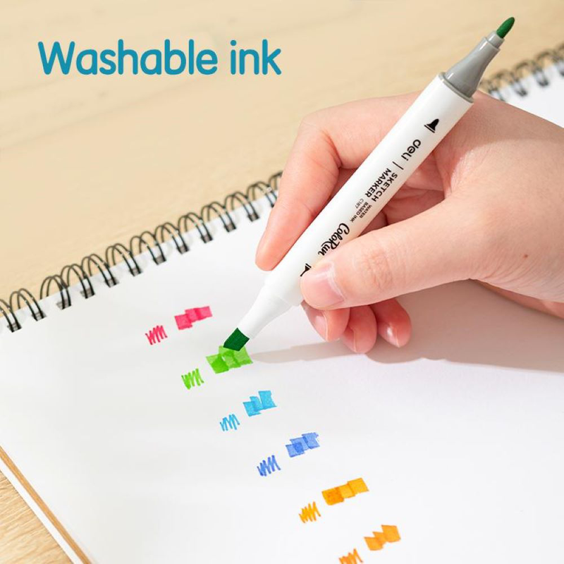 Deli water based twin sketch markers 60 colours box set, , medium-null