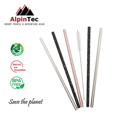 Alpin pro straws smooth stainless steel d.8mm 6pcs, , medium