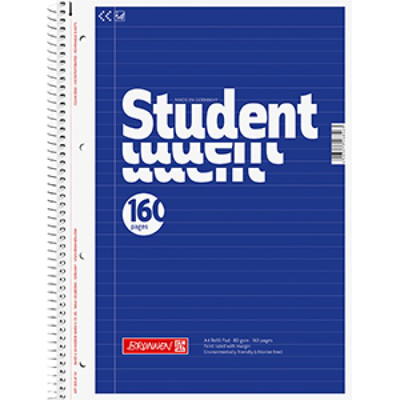 Brunnen student a4 spiral refil pad ruled 80gsm 160p with margin, , medium