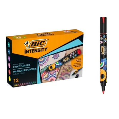 Bic intensity σετ 12 μαρκαδόροι βαφής με ανθεκτικά & έντονα χρώματα για πολλές επιφάνειες, , medium