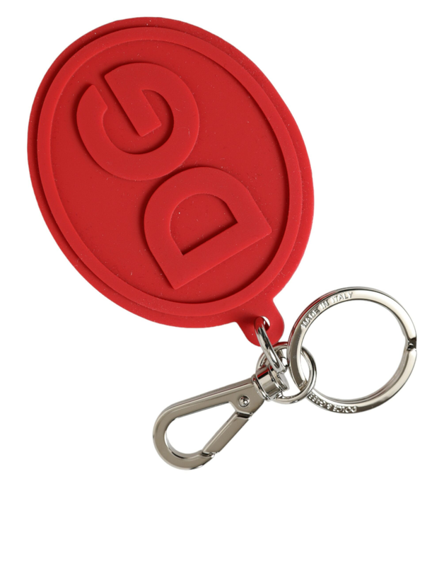 Red rubber dg logo silver brass metal keyring keychain-null