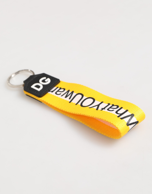 Yellow logo polyester silver brass holder keychain keyring-null