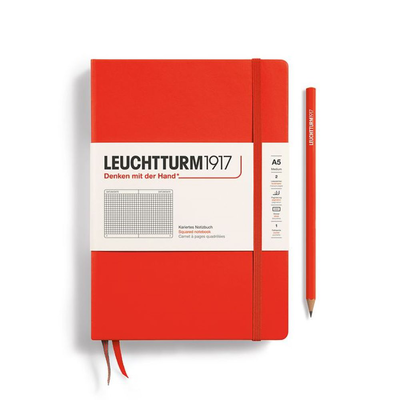 Notebook medium (a5), hardcover, 251 numbered pages, lobster, squared
