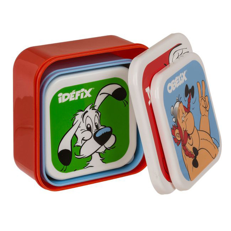 Lunch box set of 3, asterix, obelix & idefix,, , medium-null