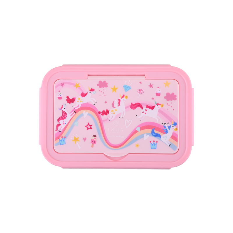 Estia lunch box 3 compartments with cutlery 1400ml rainbow dreams, , medium-null