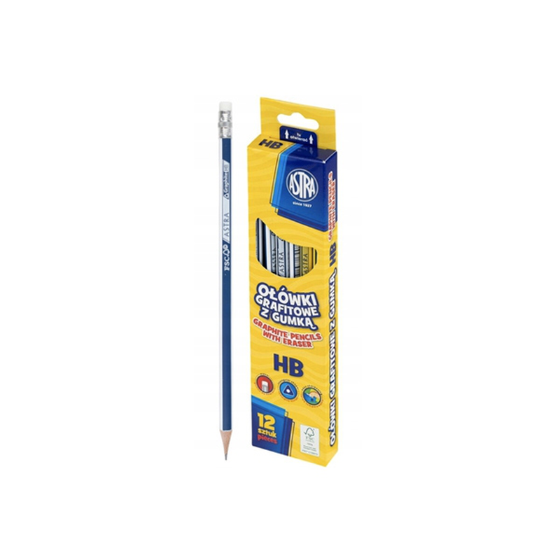Product image: Μολύβια με γόμα hb τριγωνικά - astra, , medium-null