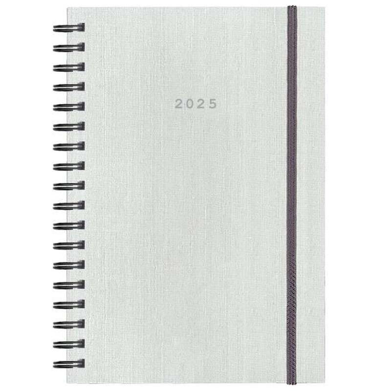 Product image: Diary daily 2025 fabric spiral white+lastixo 12x17mm next, , medium-null