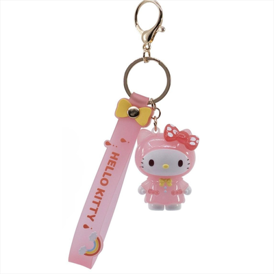 Yume sanrio raincoat series keychain with hand strap - hello kitty