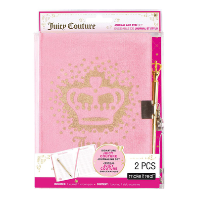 Make it real Juicy Couture velvet journal and pen, , medium