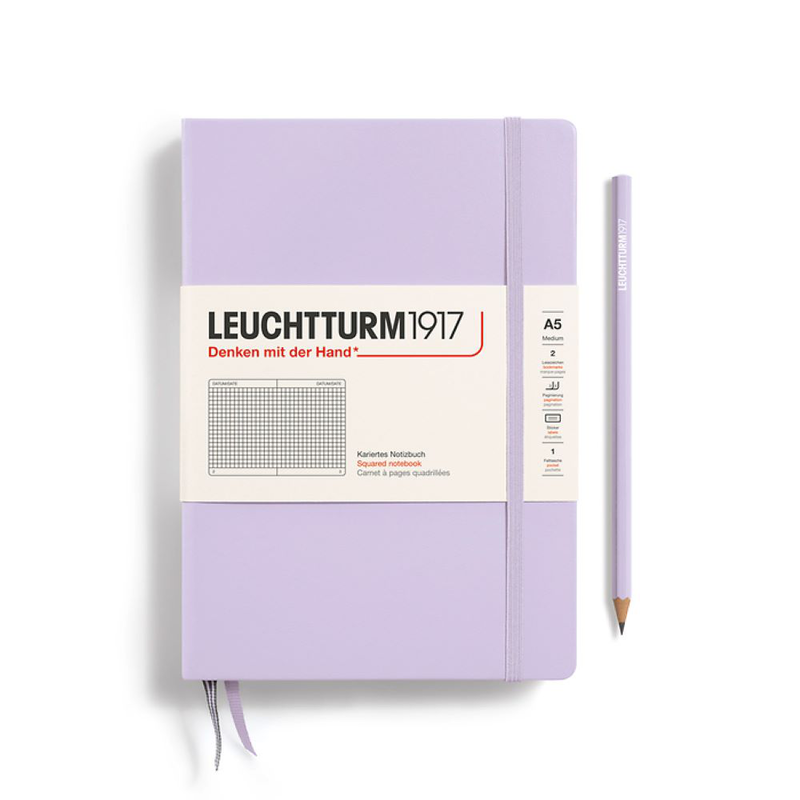 Notebook medium (a5), hardcover, 251 numbered pages, lilac, squared, , medium image number null