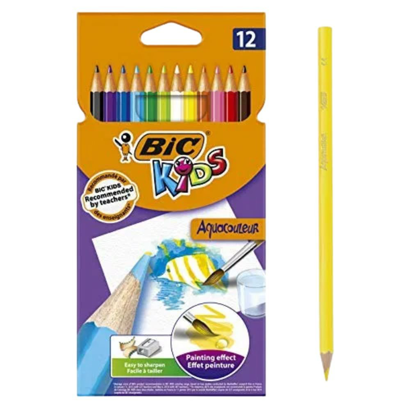 Product image: Bic watercolor pencils σετ 12 ξυλομπογιές διπλής χρήσης για κλασικό & ακουαρέλας εφέ, , medium-null