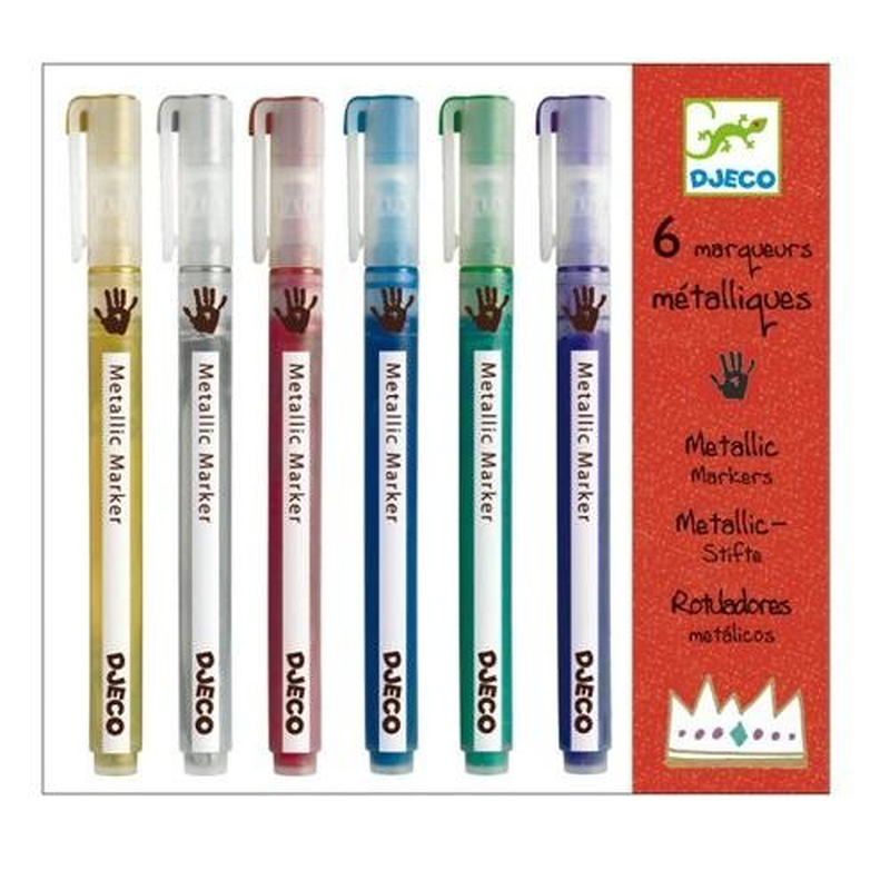 6 metallic markers, , medium-null