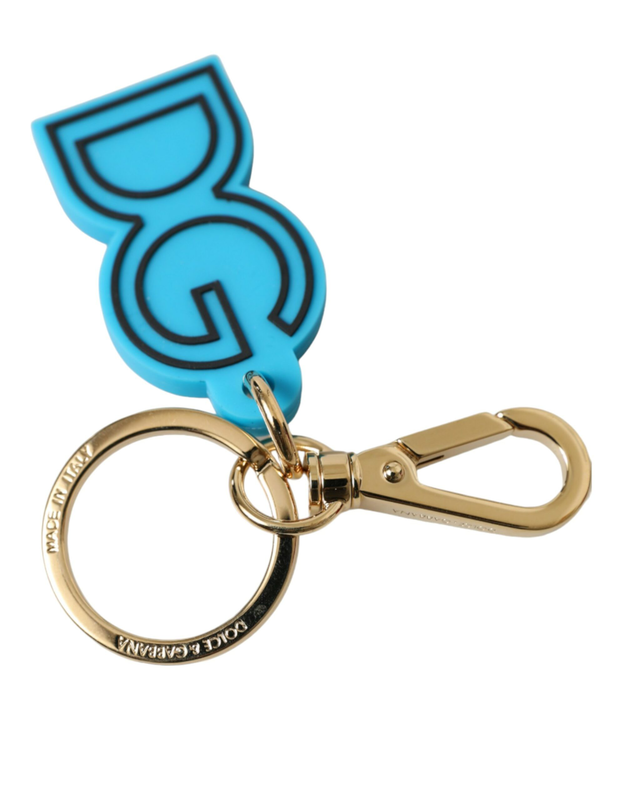 Blue rubber gold tone metal dg logo keyring keychain-null