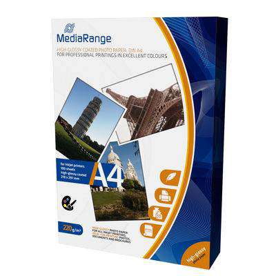 Mediarange premium glossy a4 photo paper 220gr 100sheets mrink103, , medium