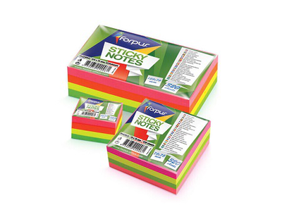 Forpus sticky notes set neon colours 125x75mm 320 sheets, , medium