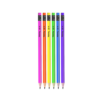 Triangular pencils hb with eraser neon 48pcs, , medium