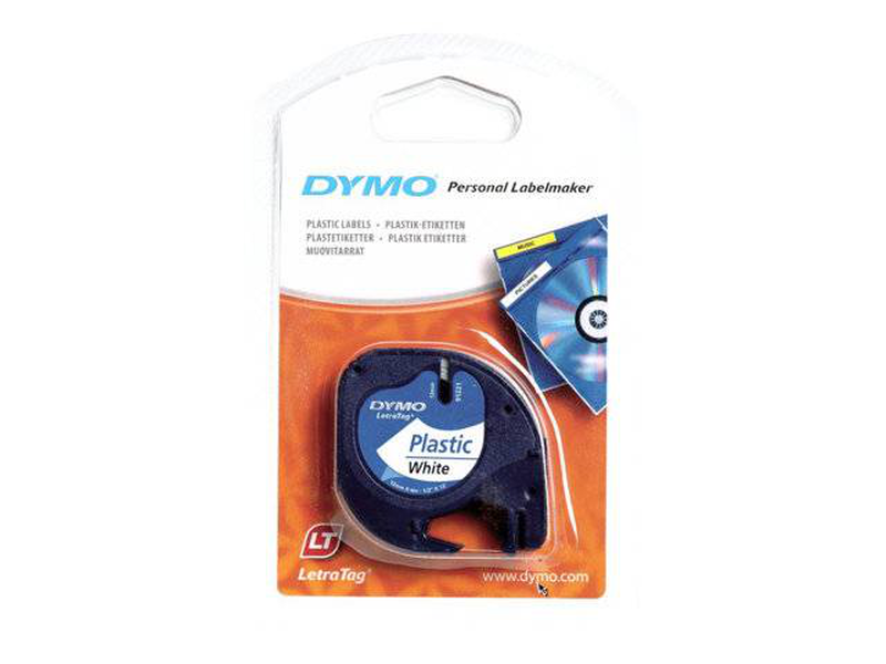 Dymo letratag / plastic / white / roll (1.2 cm x 4 m) 1 roll(s) tape / for letratag lt-100h, lt-100t, qx50, xr, , medium-null