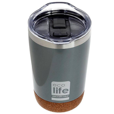 Ecolife coffee thermos light grey (cork bottom) x 370ml, , medium