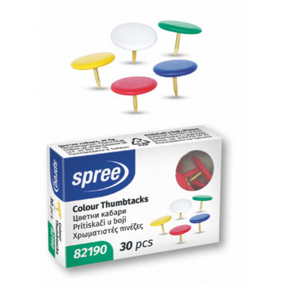 Spree color thumbtacks box 30pcs, , medium