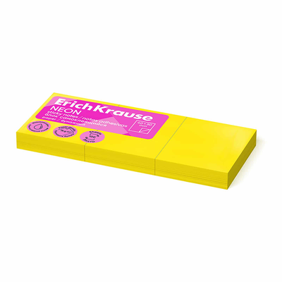 Erichkrause sticky notes neon 50x40 mm (300 sheets/yellow) 61707, , medium