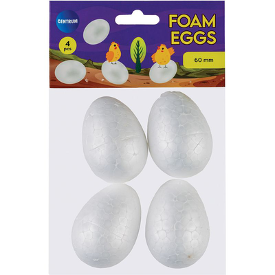 Foam egg height: 60mm, 4pcs (white) / opp bag, , medium