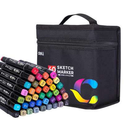 Deli twin sketch alcohol markers 40 colours bag set