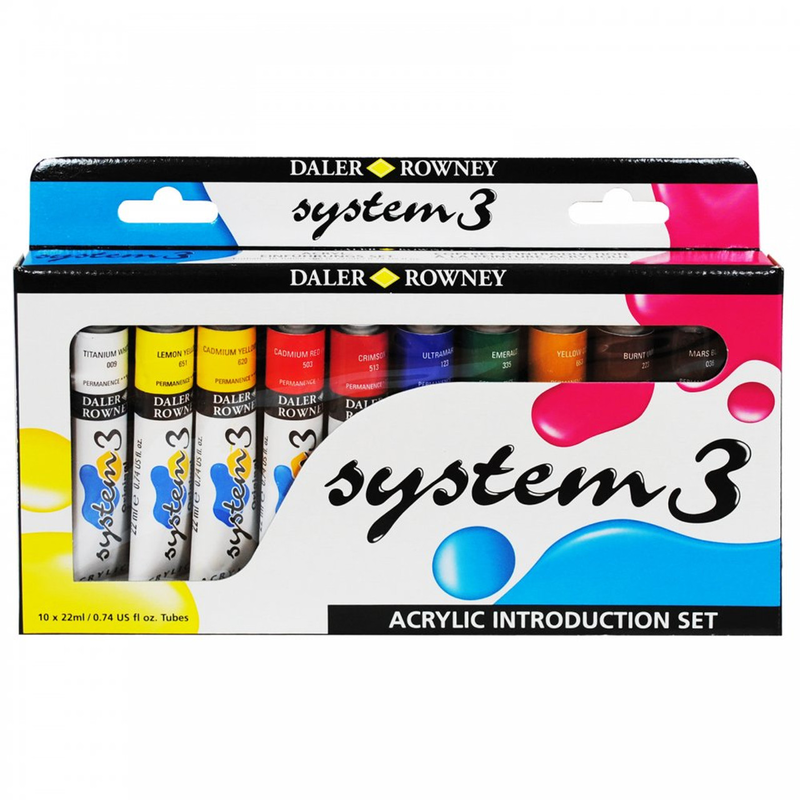 Daler rowney system 3 acrylic introduction set (10x22ml), , medium-null