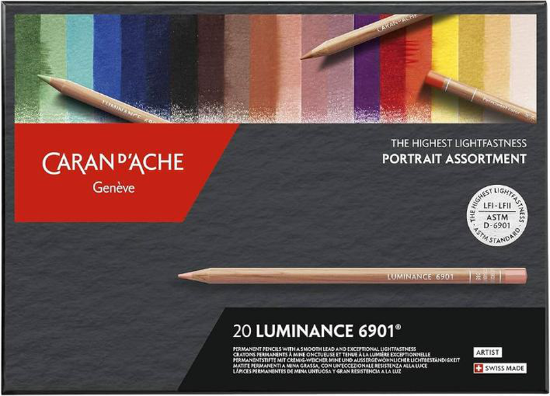 Caran d'ache 6902 colouring pencils luminance portrait assortment 20 colours, , medium-null