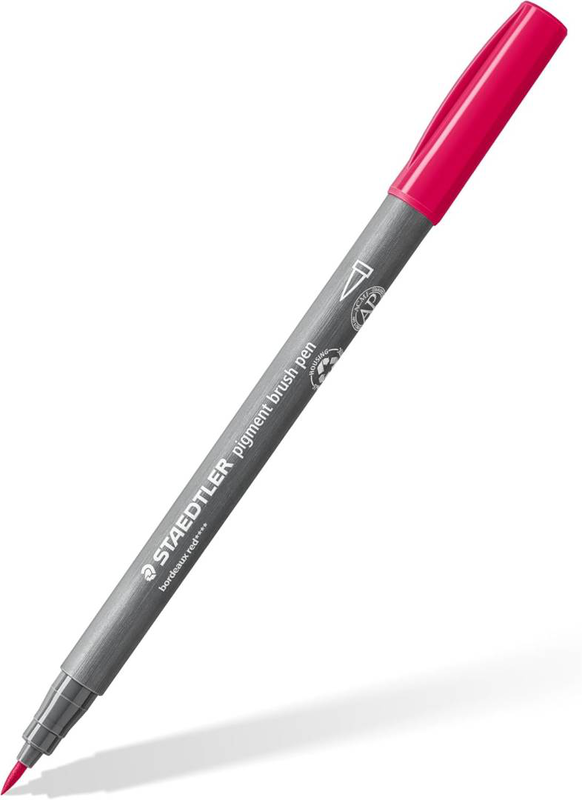 Staedtler pigment brush pen design journey, pigmented premium drawing ink, brush tip for variable line width, waterproof, 4 brush pens in matching colours lake colours,, , medium-null