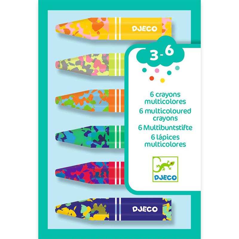 Djeco 6 multicoloured flower crayons, , medium-null