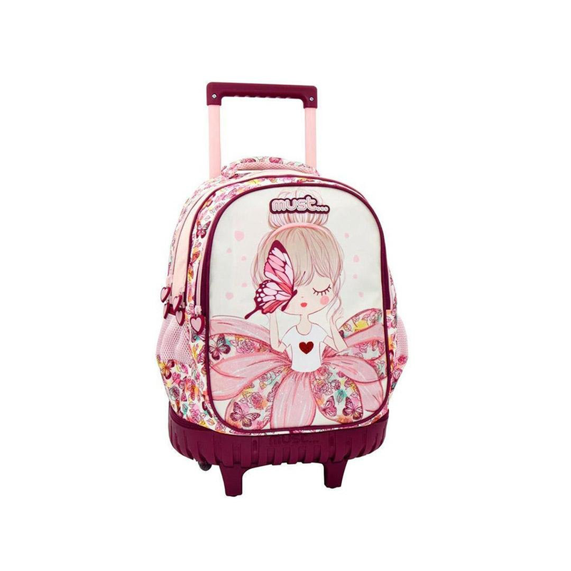 Product image: Τσάντα σχολική, τρόλεϊ, δημοτικού, girl with butterfly, 3 θήκες, (34x20x45εκ), m, , medium-null