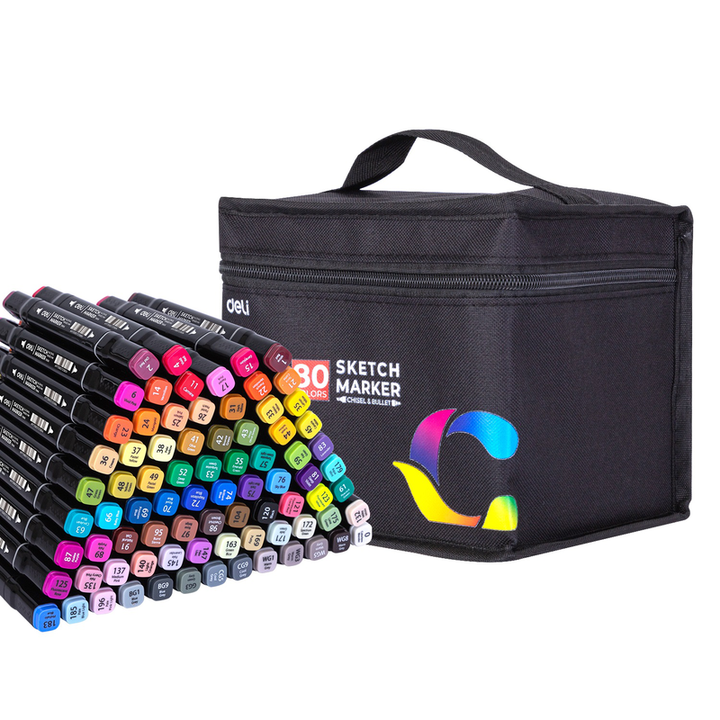 Product image: Deli twin sketch markers 80 colours bag set, , medium-null