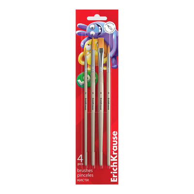 Erichkrause brushes for watercolors and gouache jolly friends (4 pcs) 61852, , medium