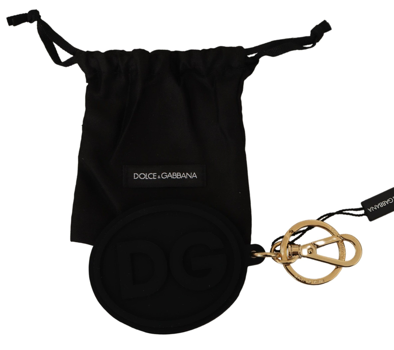 Black rubber dg logo gold brass metal keyring keychain-null