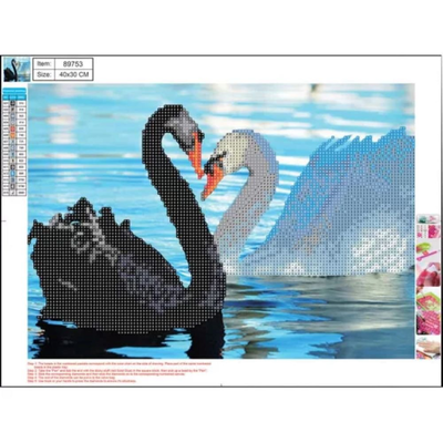 Diamond painting kit swans, 5d centrum, , medium