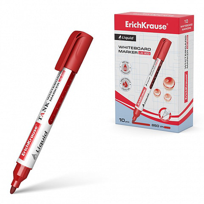 Erichkrause whiteboard marker with liquid ink lw-600 red 48776, , medium