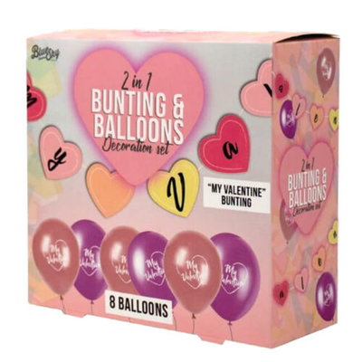 Valentines day 2 in 1 bunting and balloons, , medium