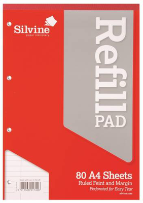 Silvine refil pad a4 160pages (with holes) (a4rpfm), , medium