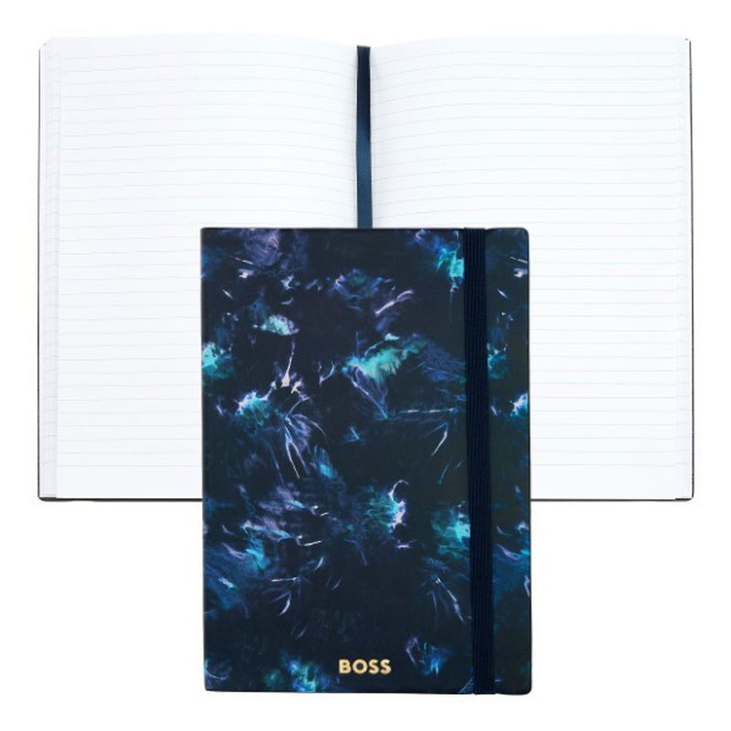 Boss notebook a5 tie-dye flower navy lined, , medium-null