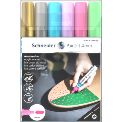 Acrylic marker paint-it 320 4mm wallet set2 6pc assrtd.