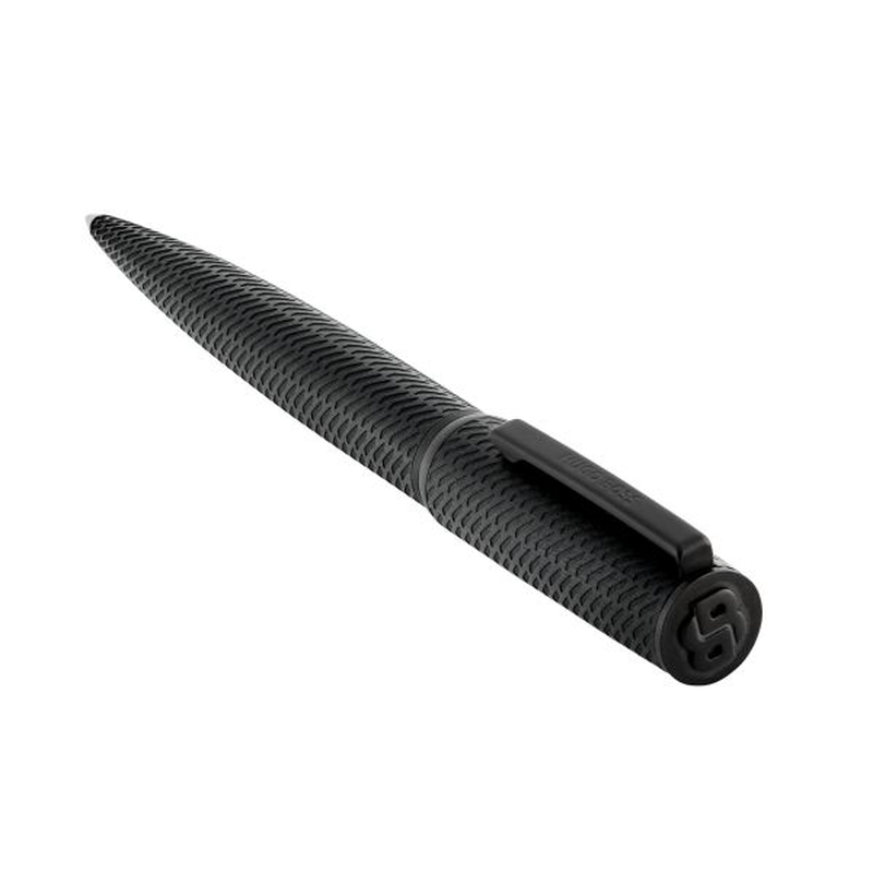 Hugo Boss ballpoint pen arche pattern all black, , medium-null