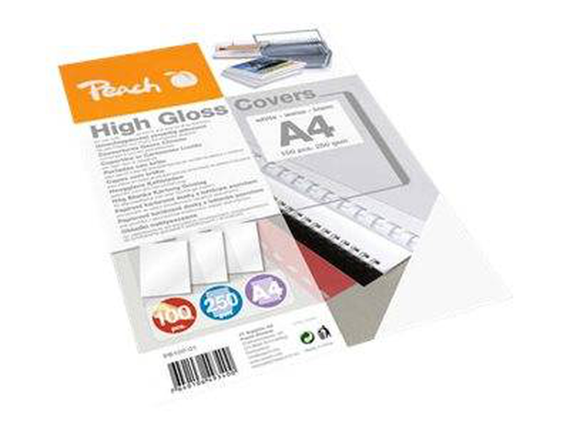 Peach high gloss cover sheets, 250 gsm, a4, white, 100 sheets | 510008, , medium-null