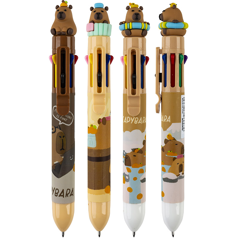 Ball pen retractable 8-colour ink 0.5mm capybara, , medium-null