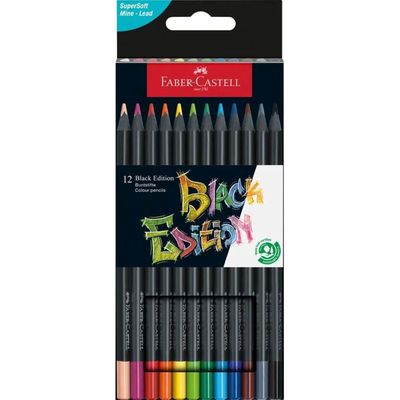 Faber black edition colour pencils cardboard box of 12, , medium