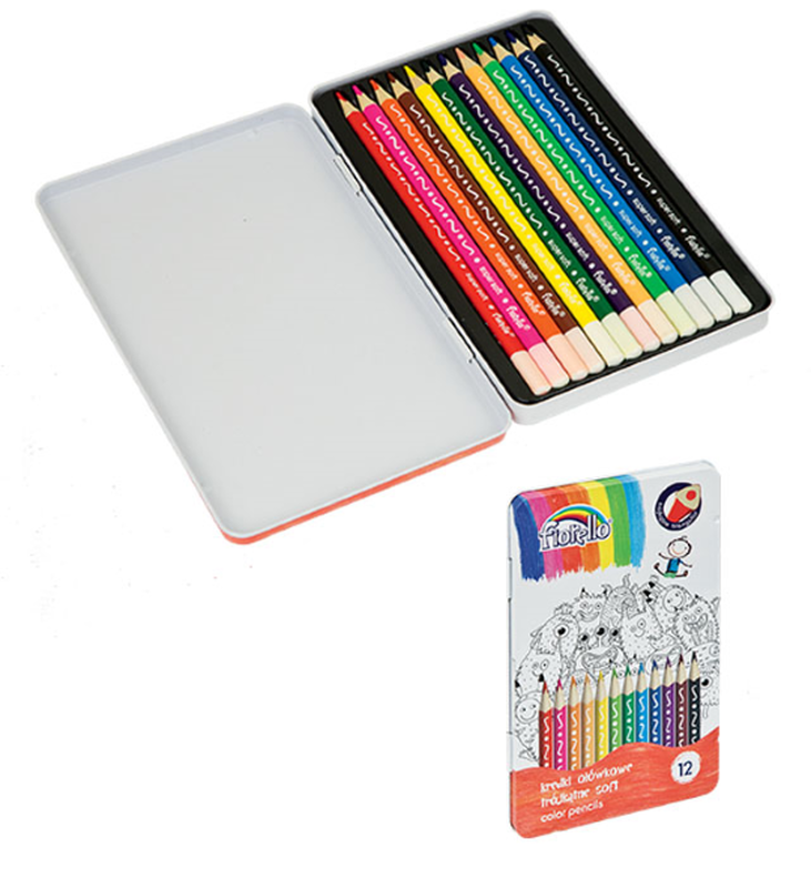Color pencils super soft 12colorns in a tin box, , medium-null